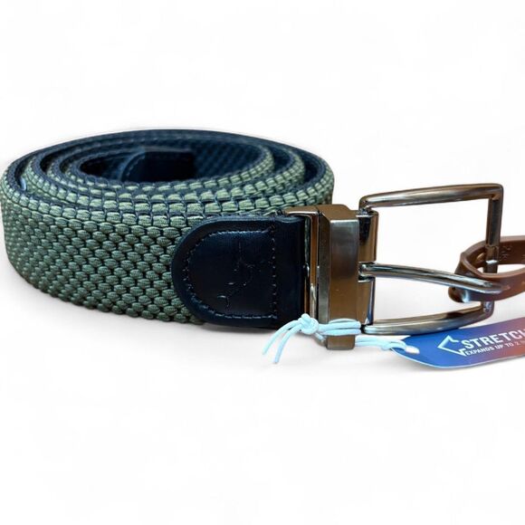 NWT Tommy Bahama Reversible Stretch Belt in Olive + Black size L (38-40) - Picture 1 of 8